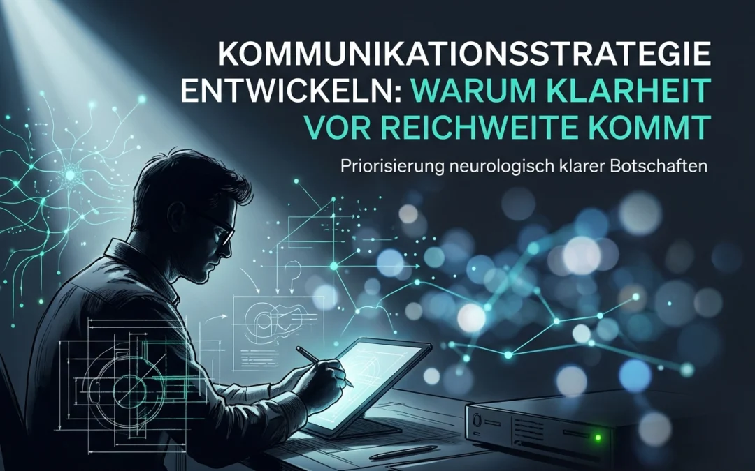 Professional header image for educational tutorial: Kommunikationsstrategie entwickeln: Warum Klarheit vor Re...